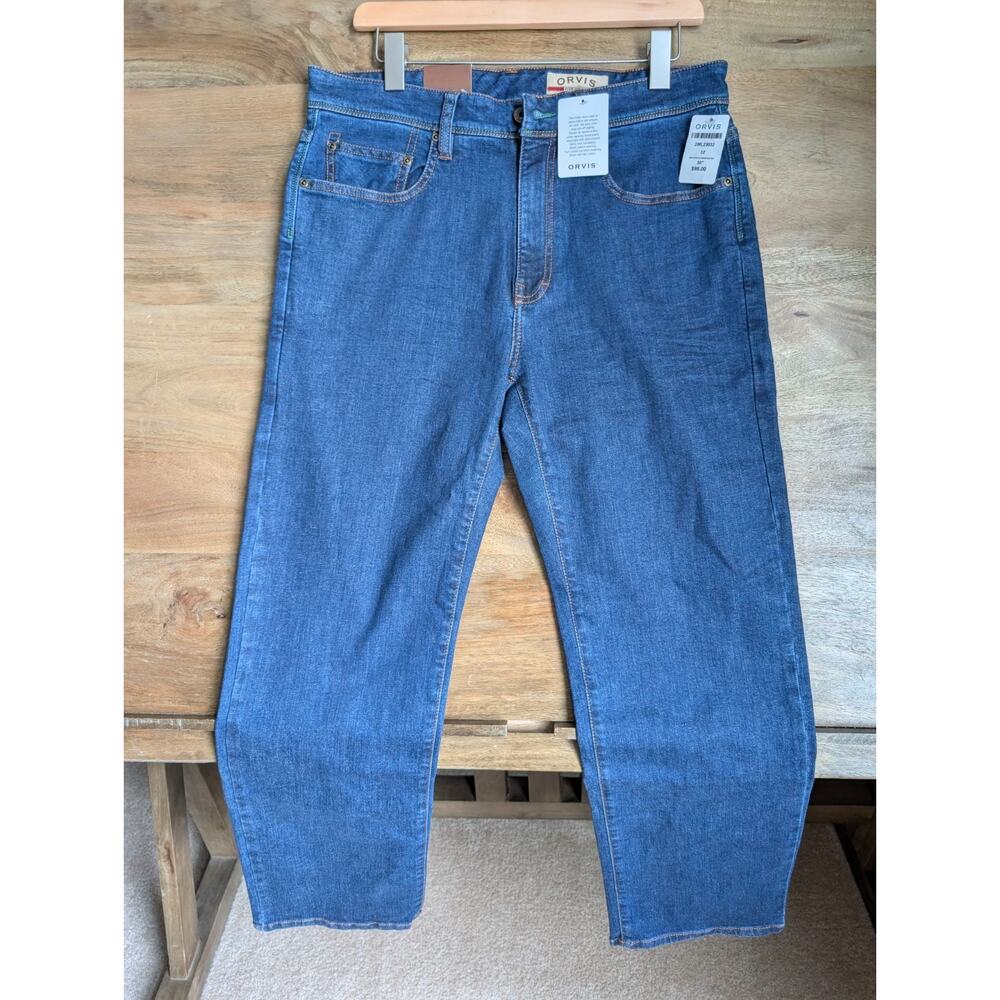 NWT Orvis Jeans Mens 32x30 Blue Denim 5-Pocket Stretch Duster Straight 2ML23032